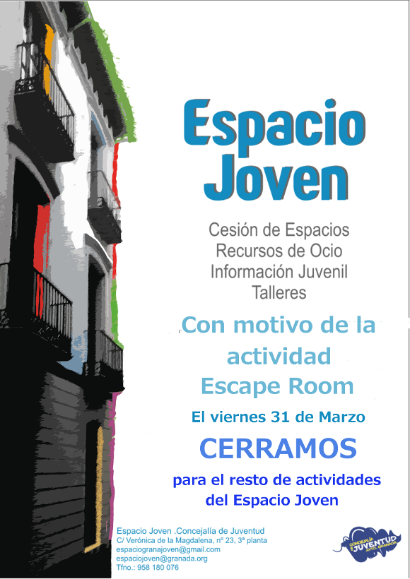 ©Ayto.Granada: Enredate: Espacio Joven cerrado da 31 de marzo!